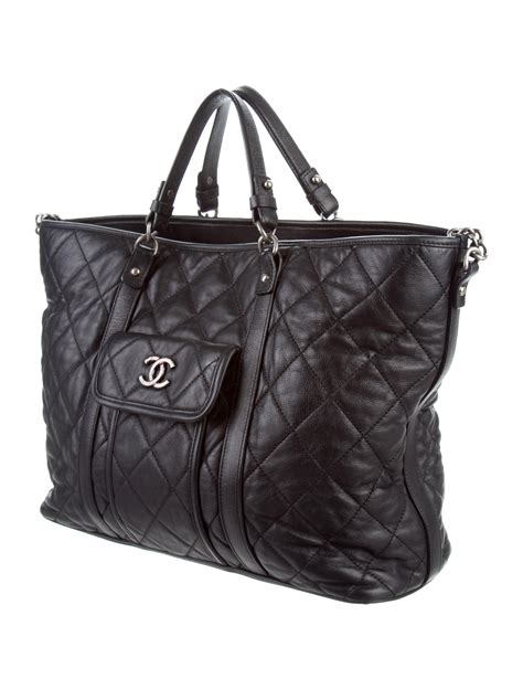 chanel black cloth bag|large zipped shopping bag Chanel.